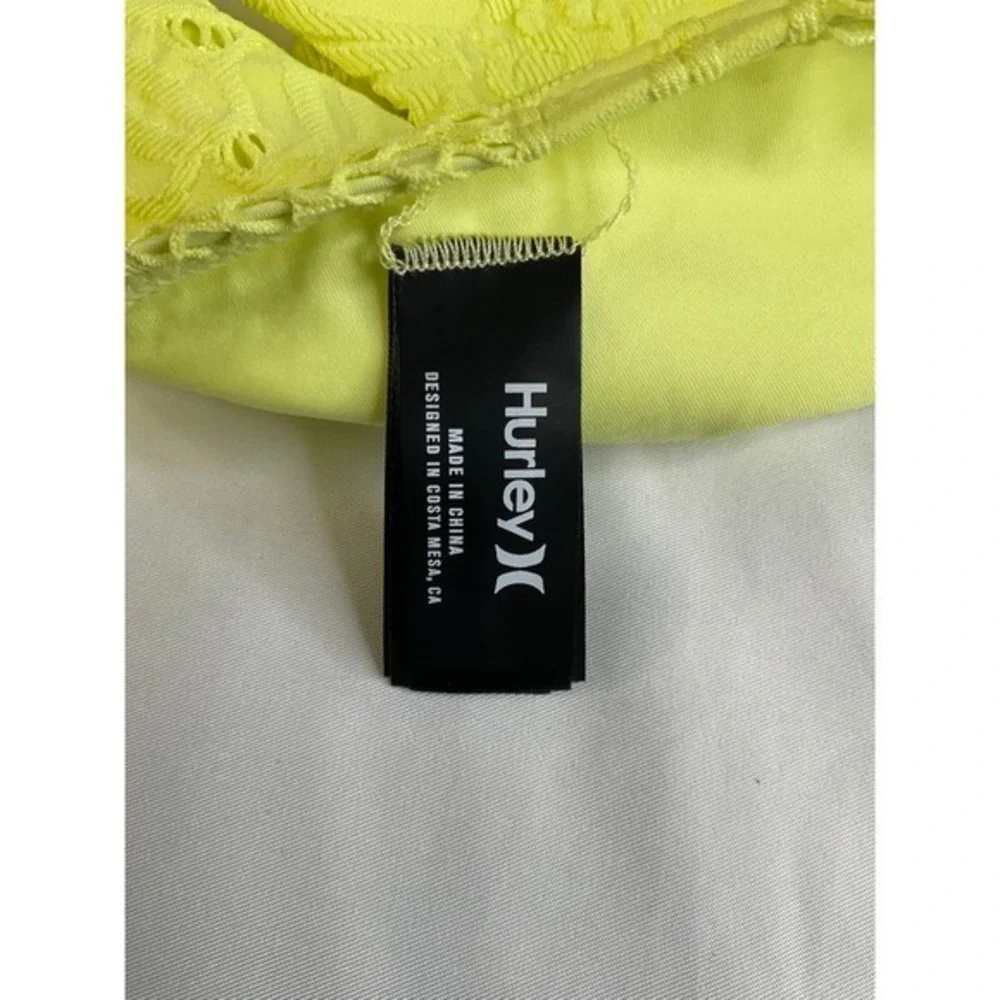 Hurley Aloha‎ De Mele Crochet Mid Rise Cheeky Bikini Bottom Electric Lime M NEW